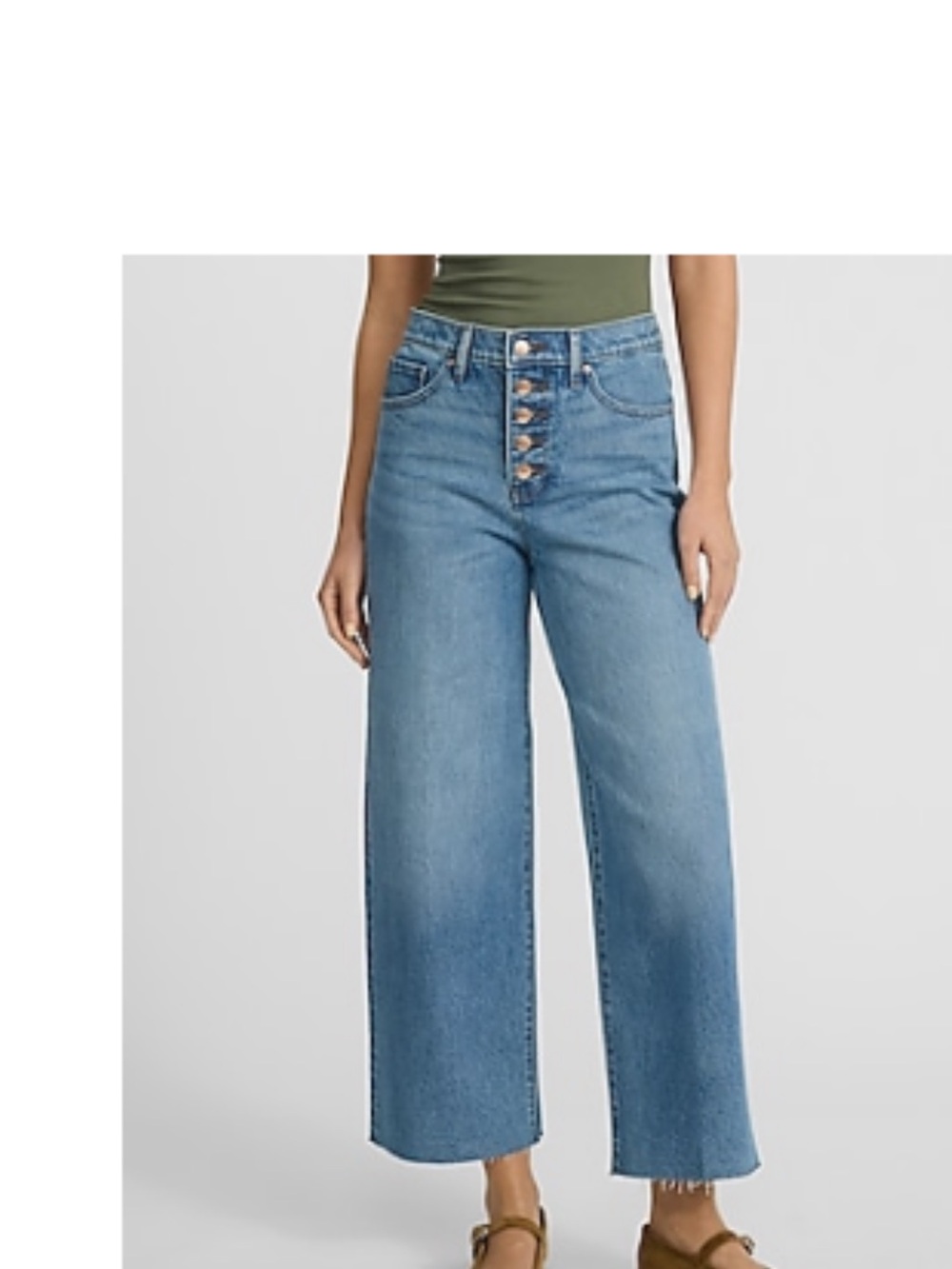 Express Light Blue High-Rise Wide-Leg Jeans with Button-Fly